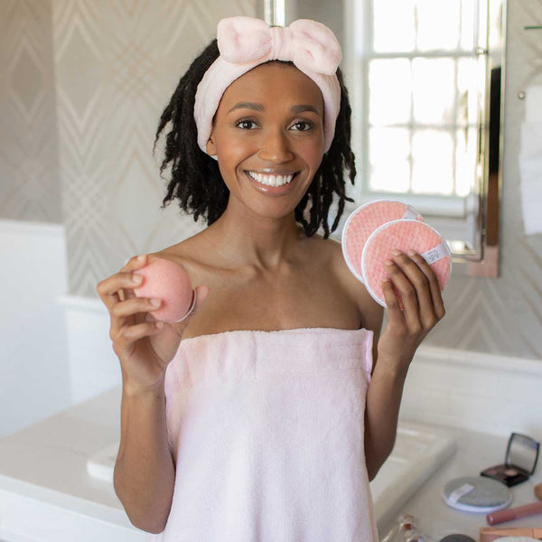 Freshy Face Set in Pink | Bow Headband, Konjac Sponge & Cleansing Pads Face Cleansing Kit Set - Velora Ritual