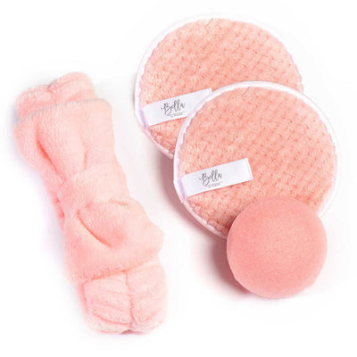 Freshy Face Set in Pink | Bow Headband, Konjac Sponge & Cleansing Pads Face Cleansing Kit Set