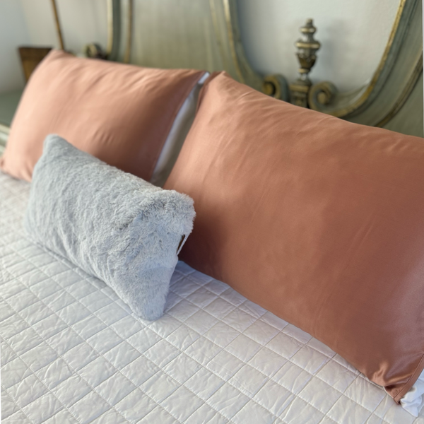 Rose Gold Pink Silk Pillow Sleeve