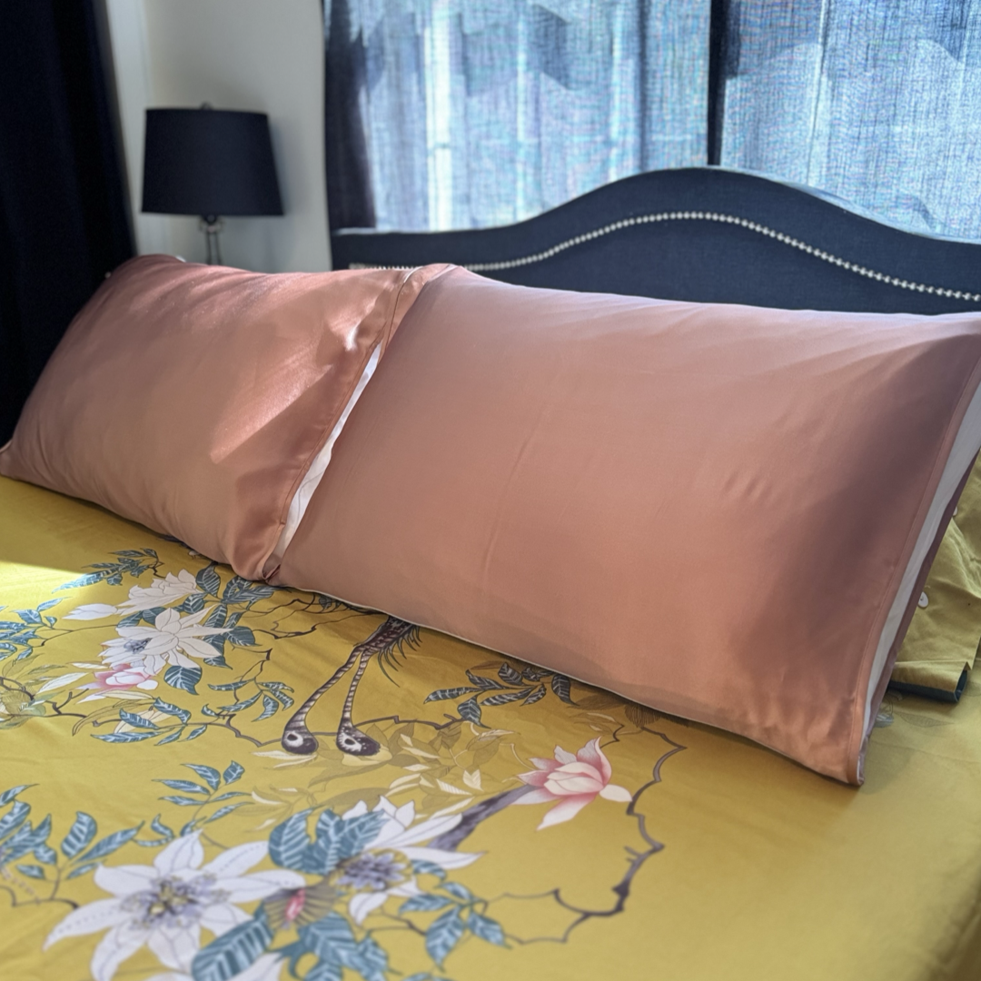 Rose Gold Pink Silk Pillow Sleeve