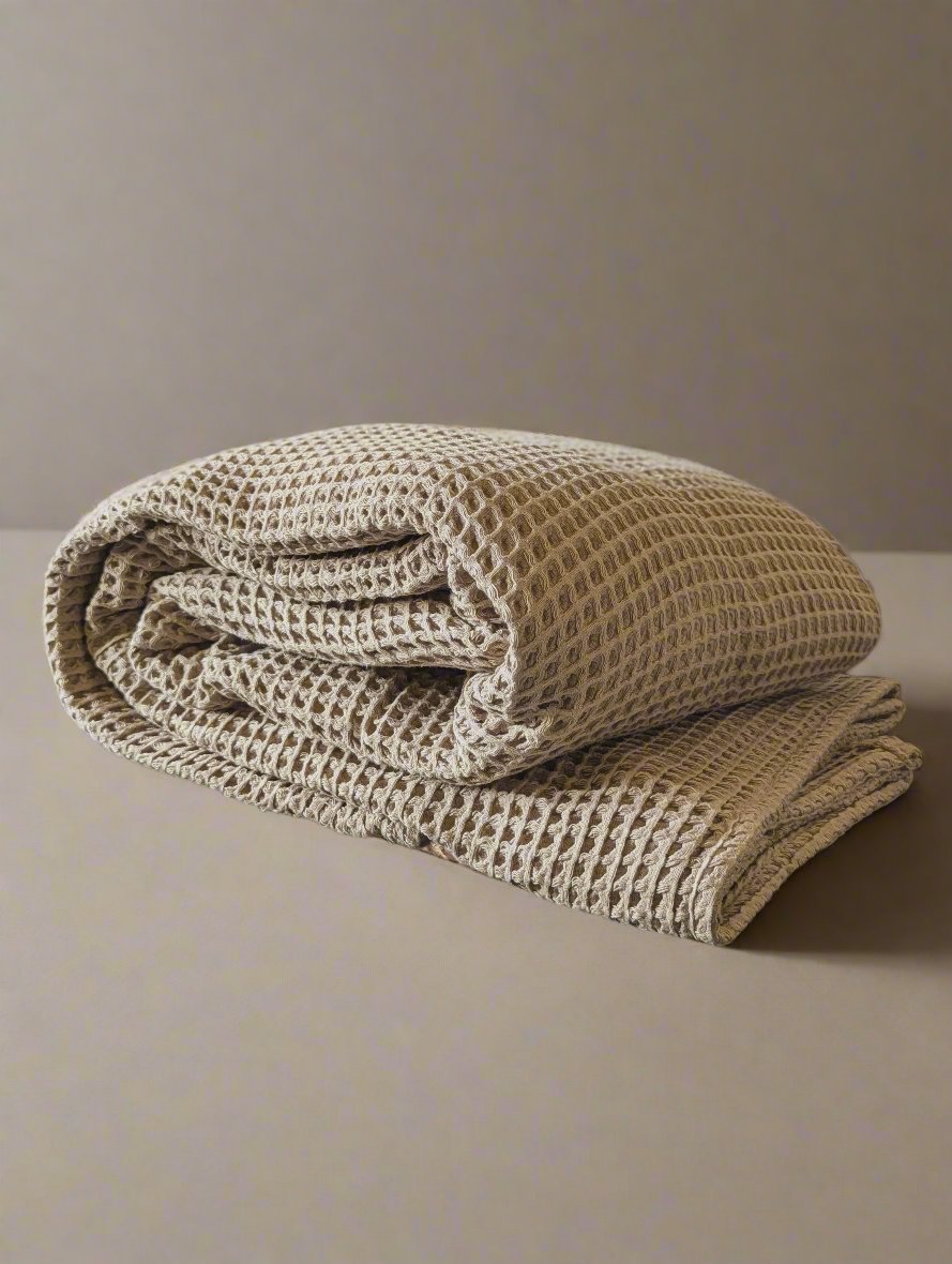 Organic Luxury Turkish Cotton Waffle-Weave Blanket