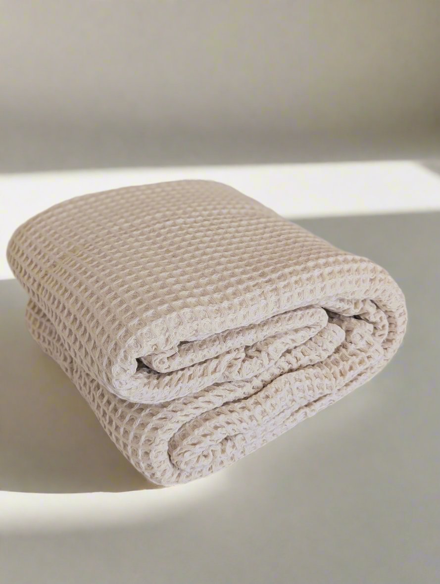 Organic Luxury Turkish Cotton Waffle-Weave Blanket