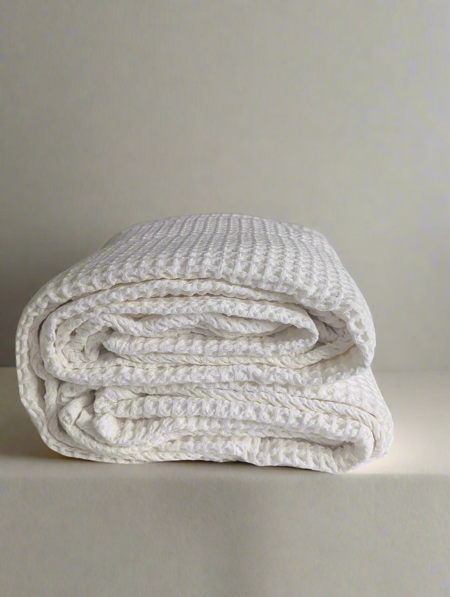 Organic Luxury Turkish Cotton Waffle-Weave Blanket