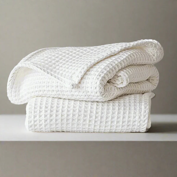 Organic Luxury Turkish Cotton Waffle-Weave Blanket