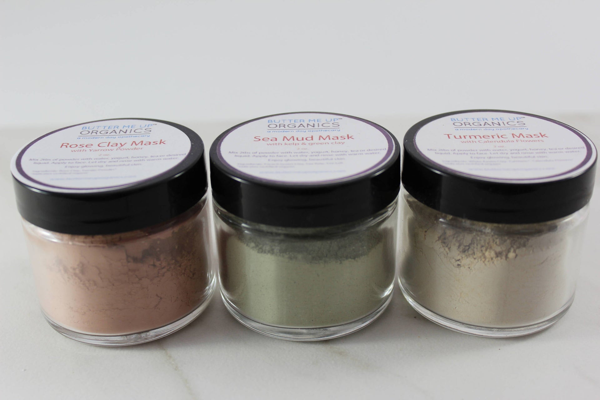 Botanical Clay Mask Trio – Rose Clay, Sea Mineral, & Golden Glow