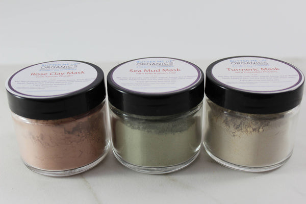 Botanical Clay Mask Trio – Rose Clay, Sea Mineral, & Golden Glow