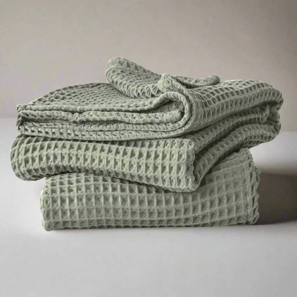 Organic Luxury Turkish Cotton Waffle-Weave Blanket