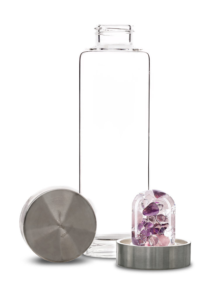 ViA Wellness Crystal Water Bottle – Amethyst, Rose Quartz & Clear Quartz