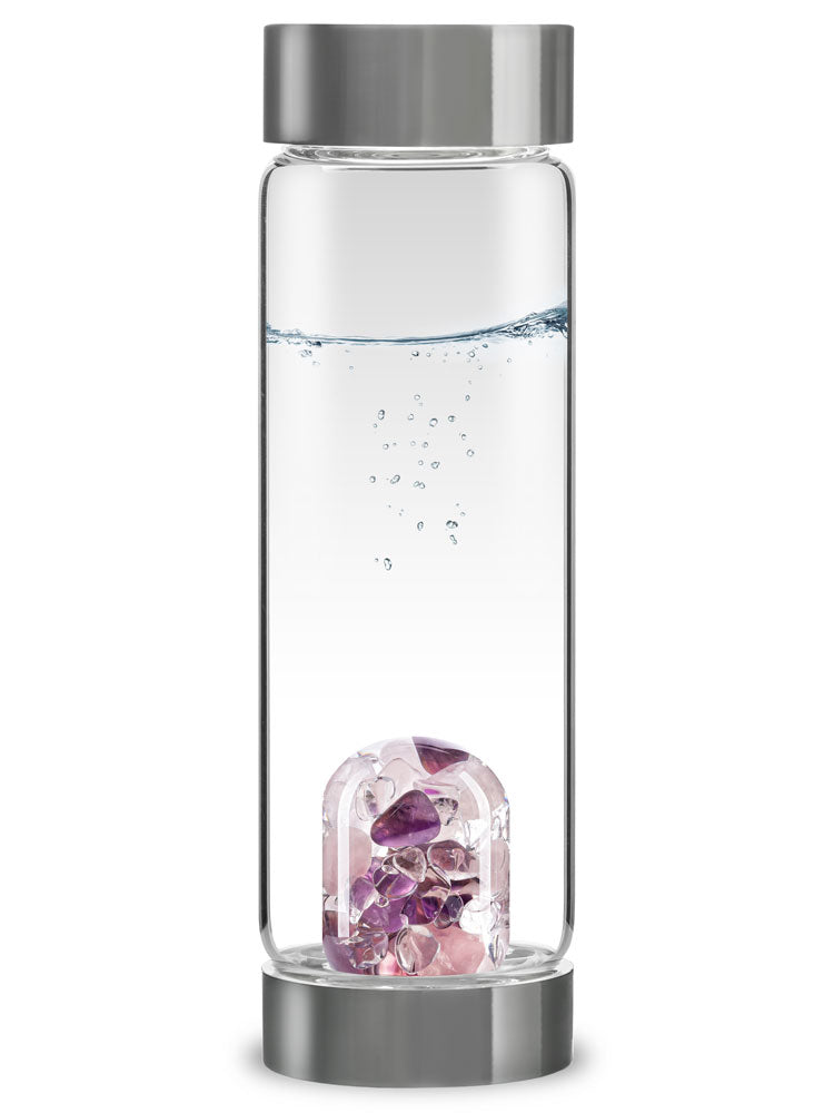 ViA Wellness Crystal Water Bottle – Amethyst, Rose Quartz & Clear Quartz