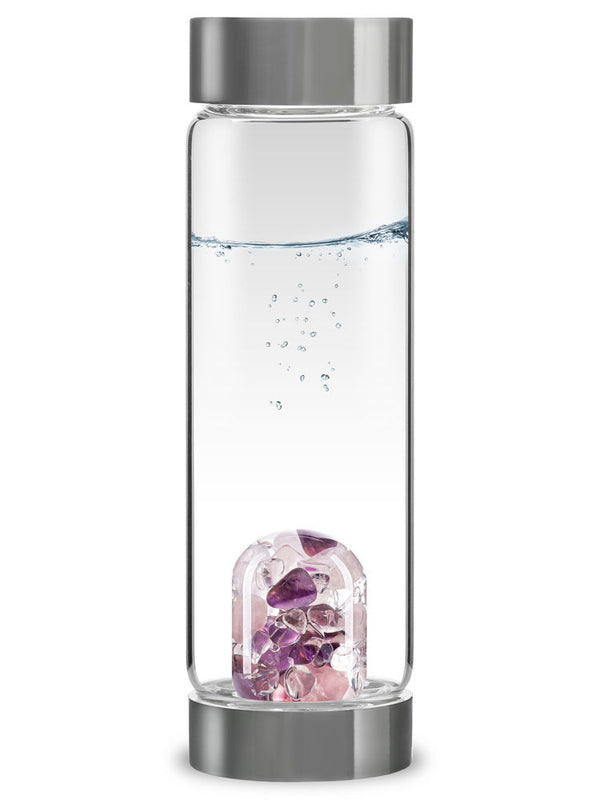 ViA Wellness Crystal Water Bottle – Amethyst, Rose Quartz & Clear Quartz